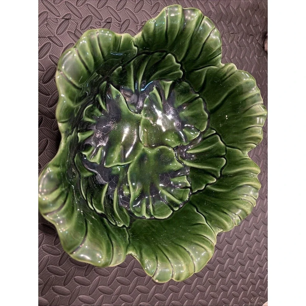 Cemar 688 Dark Green Cabbage Bowl California Pottery Sonoma bordallo pinheiro